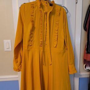 Eloquii yellow tie neck dress